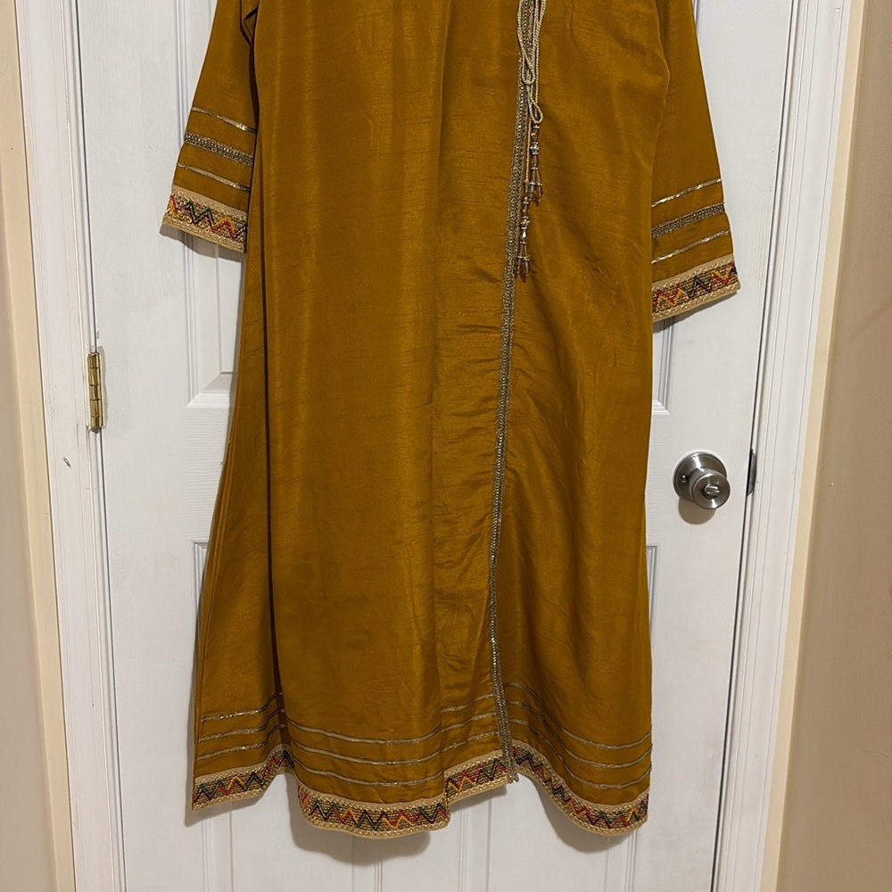 Gold Embroidered Long Dress